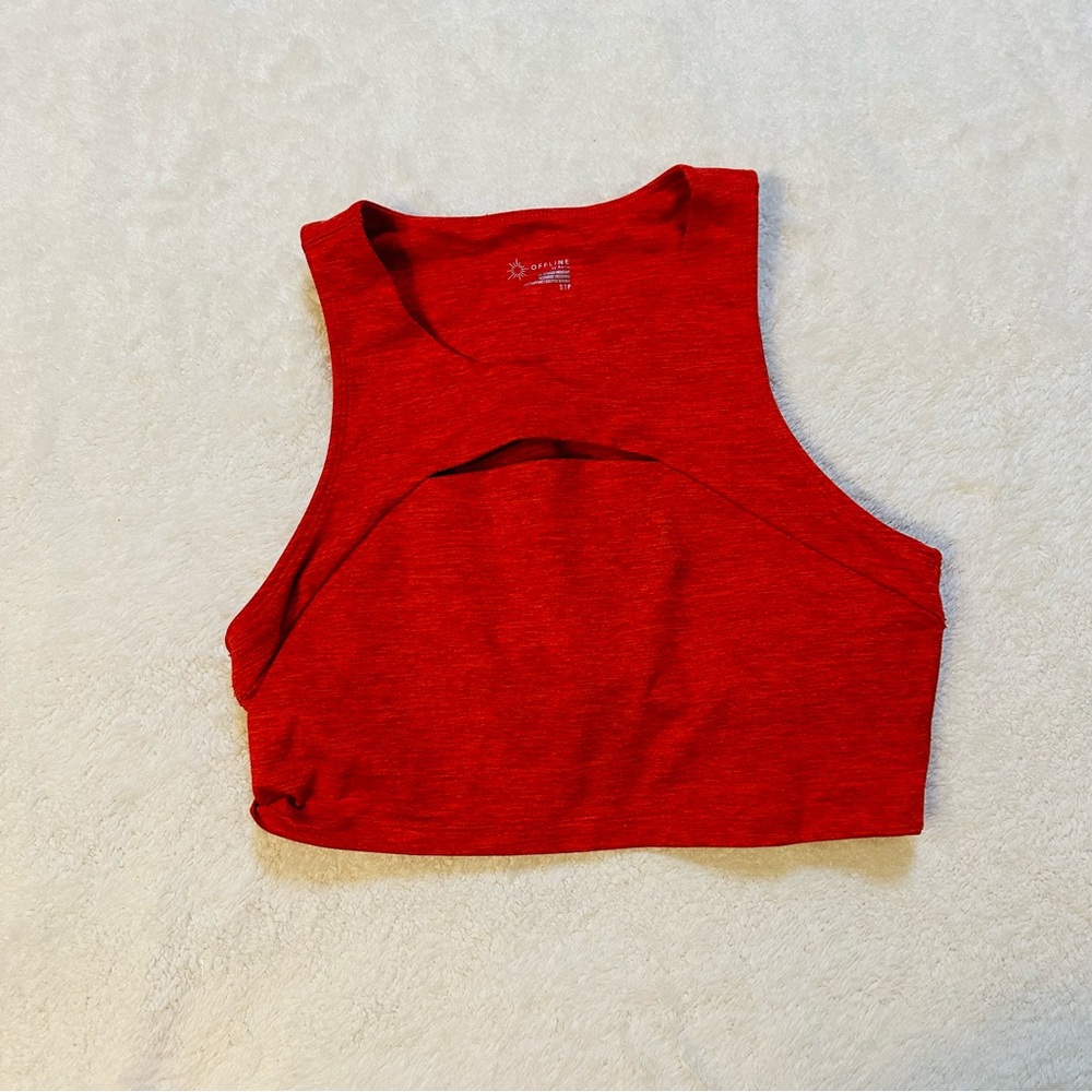 Offline Hugger by Aerie Red Sports Bra with Cutout
